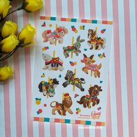 Cute Carousel Animal Stickers - Waterproof Vinyl Merry-Go-Round Stickers
