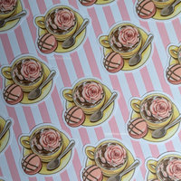 Floral Tea Time - Clear Waterproof Vinyl Sticker