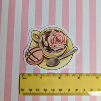 Floral Tea Time - Clear Waterproof Vinyl Sticker