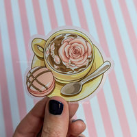 Floral Tea Time - Clear Waterproof Vinyl Sticker