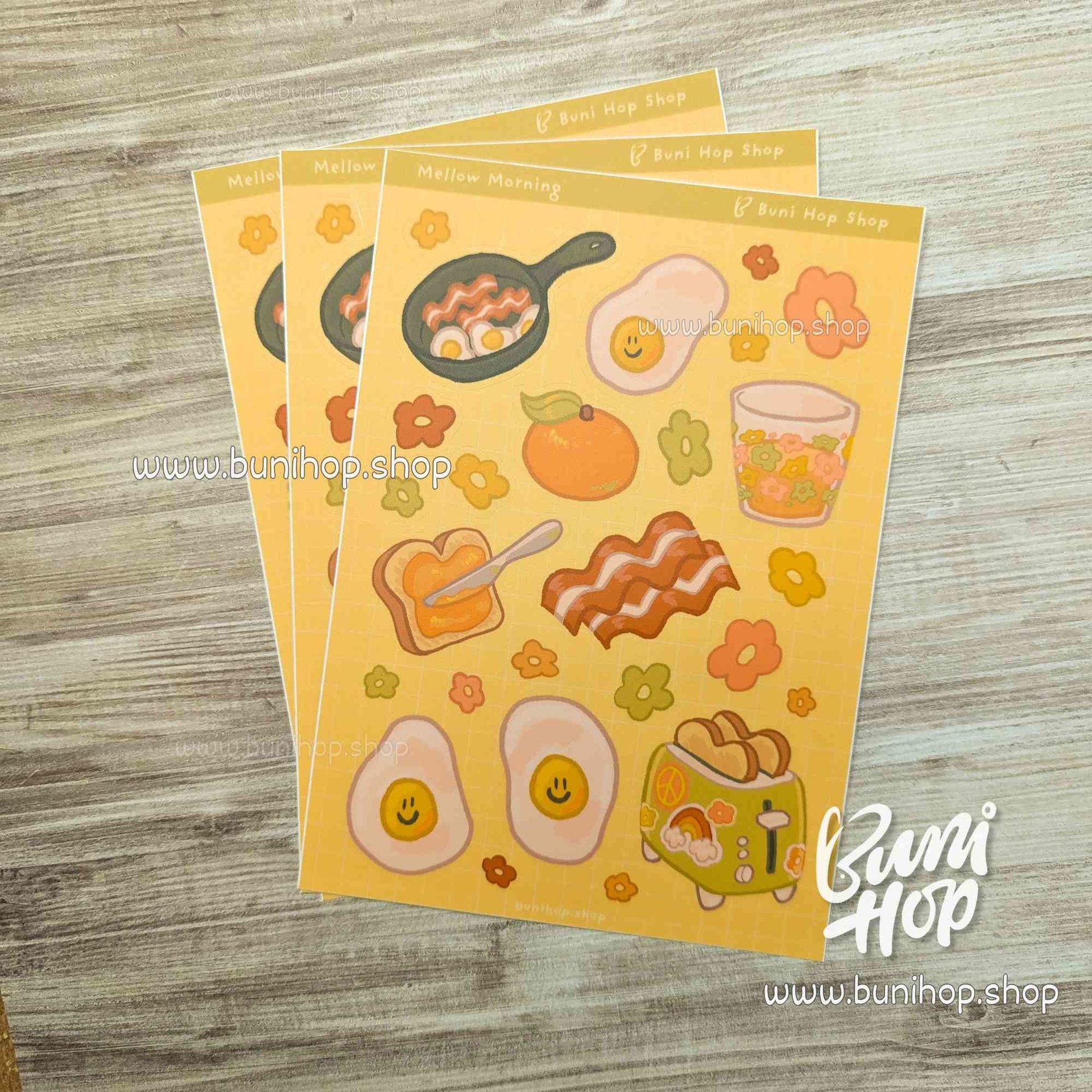 Mellow Morning Breakfast Sticker Sheet - Waterproof Vinyl Stickers