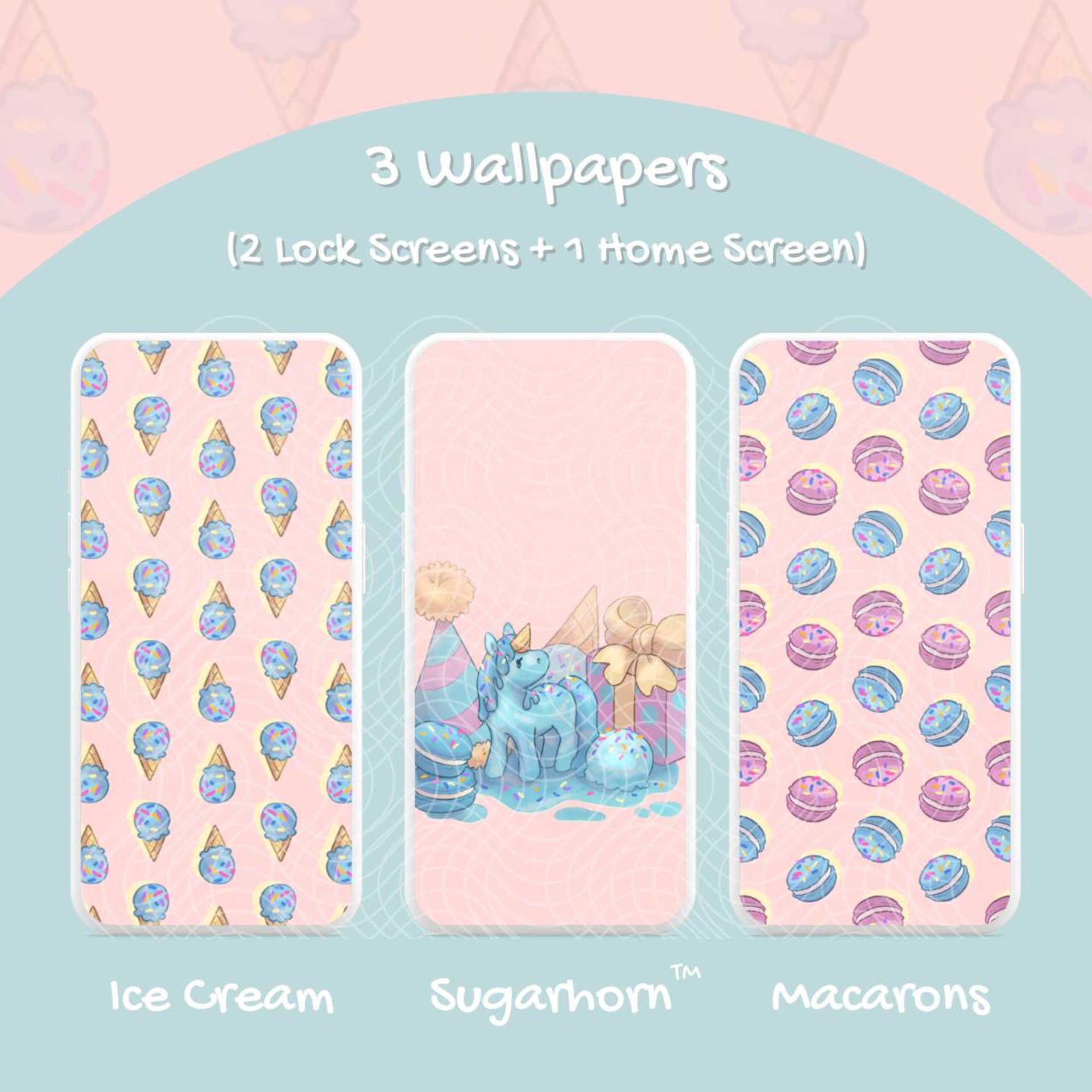 Birthday Cake Sugarhorn™ Phone Wallpaper and Icon Set (Digital Download)