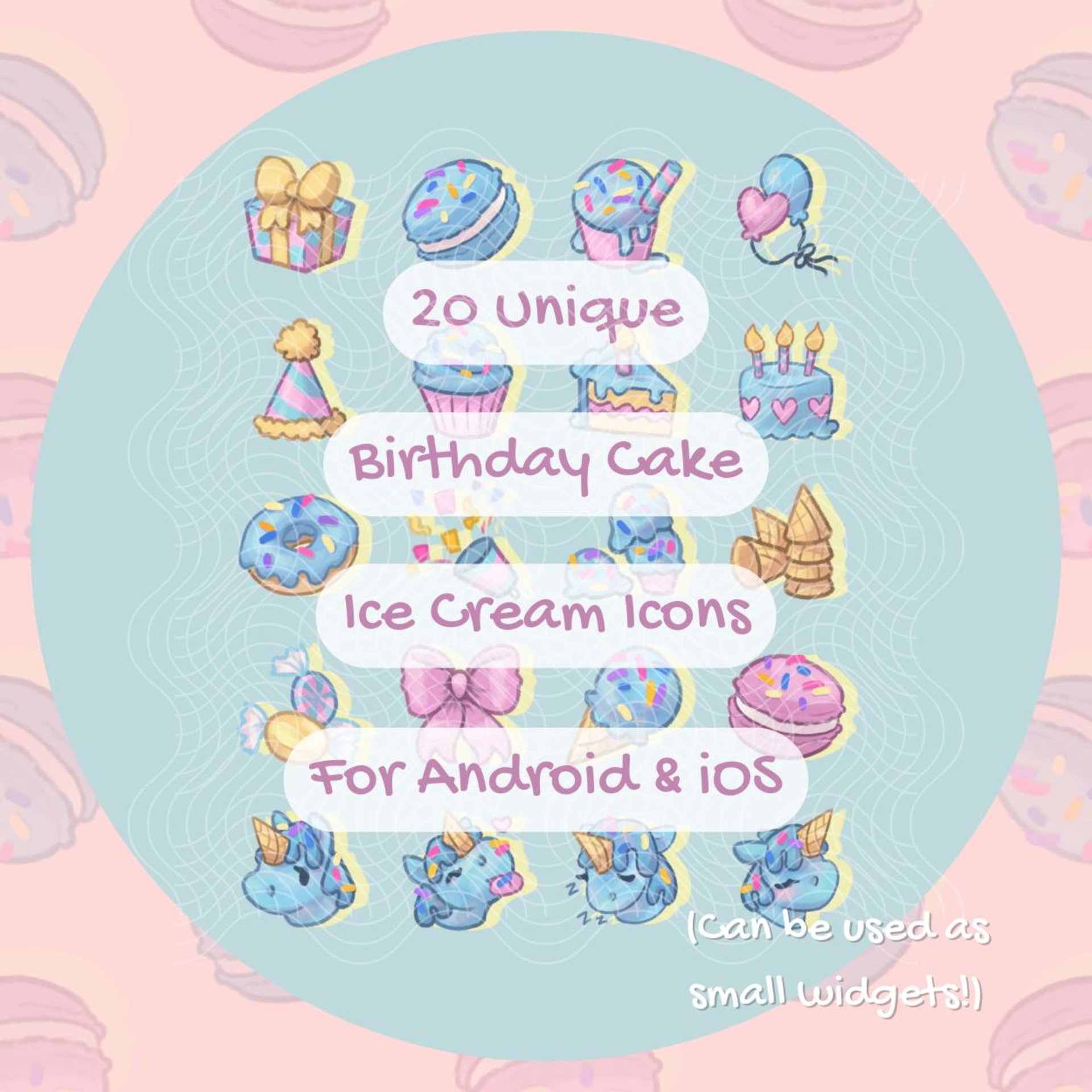 Birthday Cake Sugarhorn™ Phone Wallpaper and Icon Set (Digital Download)