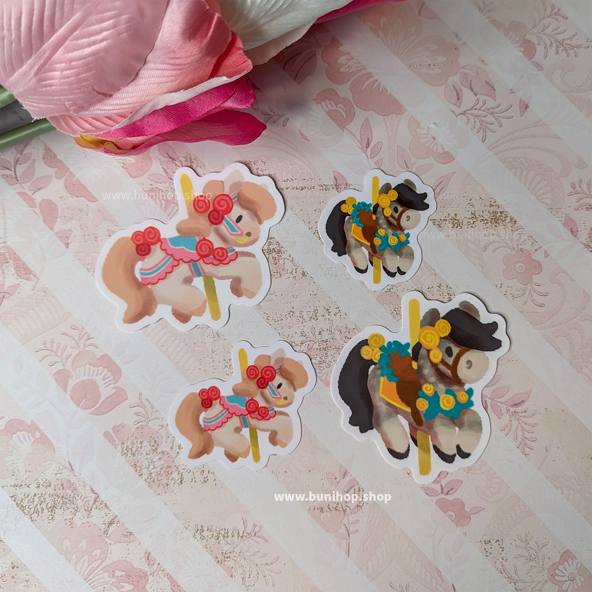 Carousel Horse Stickers - Waterproof Vinyl Stickers