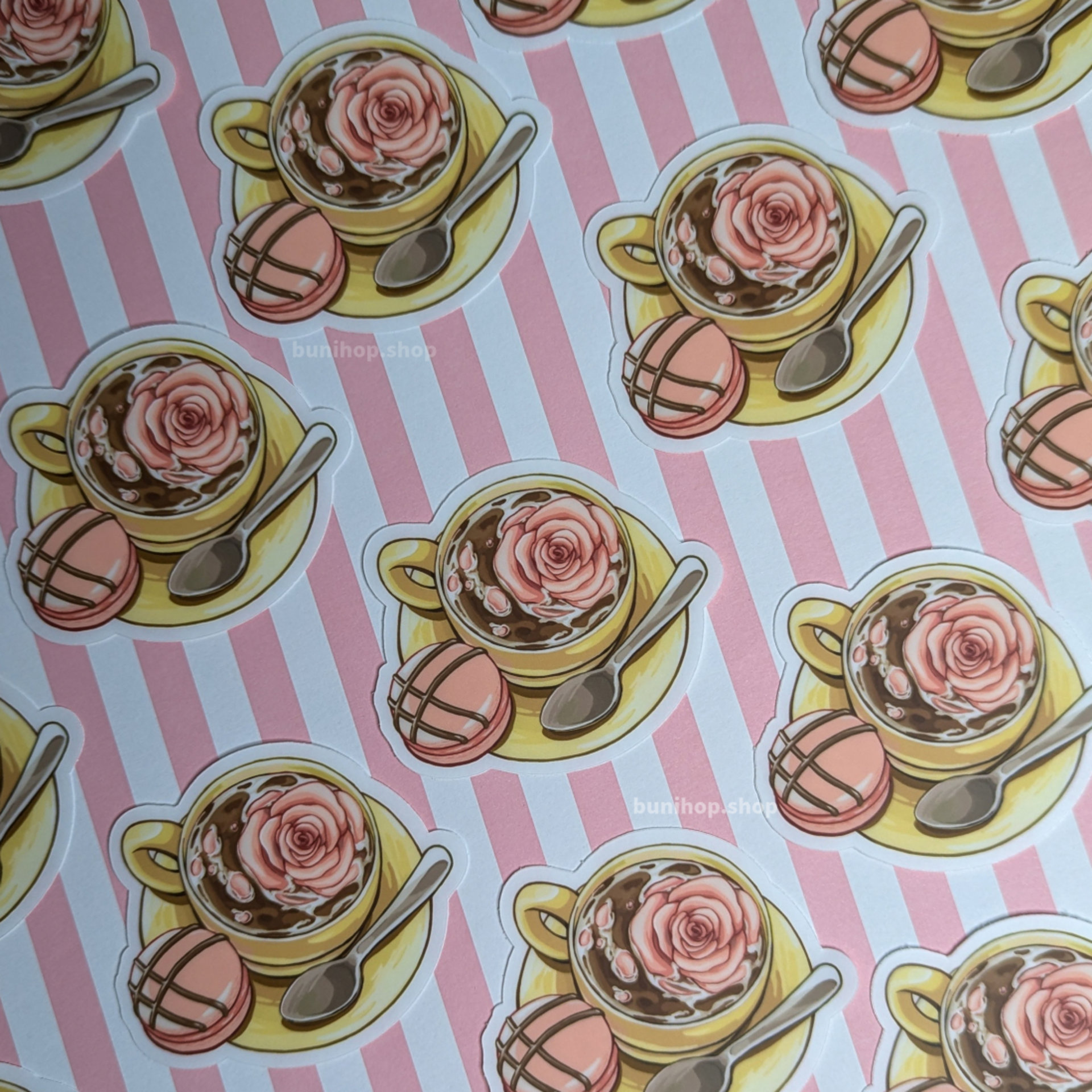 Floral Tea Time - Clear Waterproof Vinyl Sticker