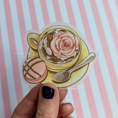 Floral Tea Time - Clear Waterproof Vinyl Sticker